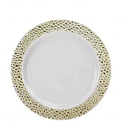 Lillian Elegant Plates Pebbled Plastic Salad Plate Gold 7.5"