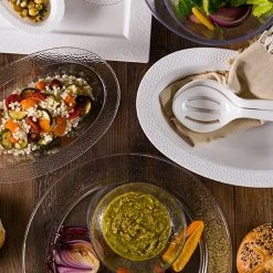 Lillian Serving Bowls Pebbled Pearl Plastic Oval Serving Bowl 32 Oz