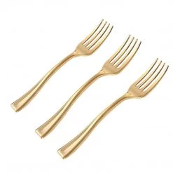 Decorline Gold Mini Plastic Forks 4.5" Mini Entertainers