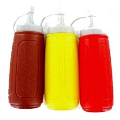 Nicole Fantini Collection Picnic Table Dispenser Ketchup And Mustard Squeeze 3 Bottles Set