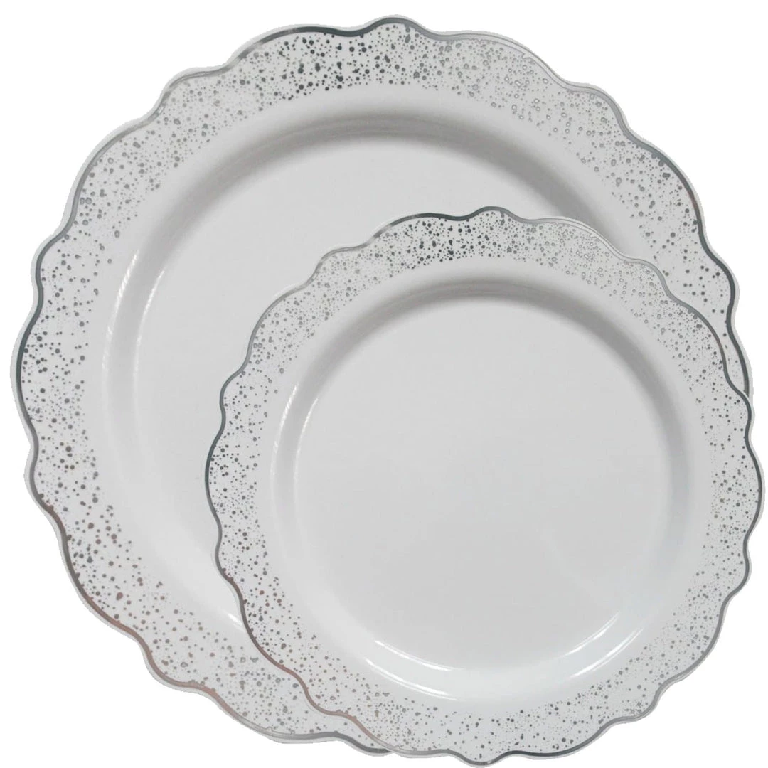 Decorline Elegant Party Sets CONFETTI COLLECTIONS PLASTIC WHITE SILVER TABLEWARE PACKAGE 2 Decorline Elegant Party Sets CONFETTI COLLECTIONS PLASTIC WHITE SILVER TABLEWARE PACKAGE