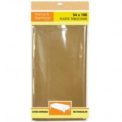 Nicole Fantini Collection Tablecloths & Placemats Disposable Plastic Premium Tablecloth Heavyweight Rectangle Gold 54" X 108"