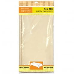 Nicole Fantini Collection Tablecloths & Placemats Disposable Plastic Premium Tablecloth Heavyweight Rectangle Ivory 54" X 108"