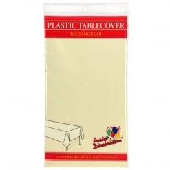 Party Dimensions Tablecover Plastic Ivory Rectangular 54'' X 108'' Tablecloths & Placemats