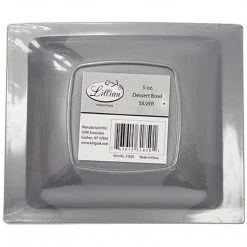 Lillian Tablesettings SALE Rectangular Plastic Dessert Bowls Silver 5 Oz 10 Pack