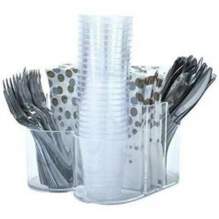 Hanna K Signature Cutlery Caddy Organizer 5 Compartment Silverware Organizer & Napkin Holder