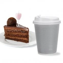 Nicole Home Paper Cup Ripple Hot Cold Silver With Lid 12 Oz Paper Cups