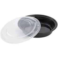 Nicole Collection Meal Prep Containers 48oz Black Round Microwavable Container With Clear Lids