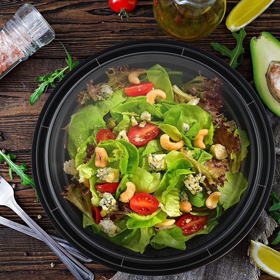 Nicole Collection Meal Prep Containers 48oz Black Round Microwavable Container With Clear Lids 3 Nicole Collection Meal Prep Containers 48oz Black Round Microwavable Container With Clear Lids