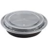 Nicole Collection Meal Prep Containers 48oz Black Round Microwavable Container With Clear Lids