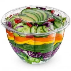 OnlyOneStopShop 48 Oz Salad To-Go Containers - Clear Plastic Disposable Salad Containers/Bowls With Airtight Lids