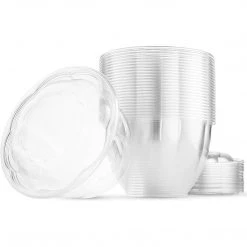 OnlyOneStopShop 48 Oz Salad To-Go Containers - Clear Plastic Disposable Salad Containers/Bowls With Airtight Lids