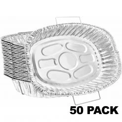 Nicole Collection Disposable Aluminum Oval Roaster Handle Rack Roaster 18.25