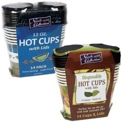 Nicole Collection Paper Cups Paper Cup Coffee Bean Pattern Hot Cold With Lid 12 Oz