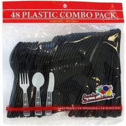 Party Dimensions Black Combo Cutlery Plastic Cutlery
