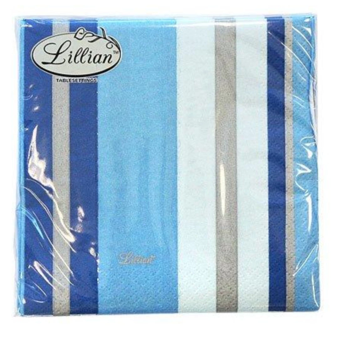 Lillian SALE Blue Stripe Beverage Napkins 40 Count Clearance Sale 2 Lillian SALE Blue Stripe Beverage Napkins 40 Count Clearance Sale