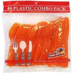 Party Dimensions SALE Heavy Orange Combo Cutlery 48 Count Clearance Sale