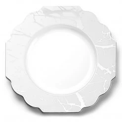 Decorline SALE Grand Collection Plastic Dinner Plates White & Silver Marble 10.75" 10 Count Clearance Sale