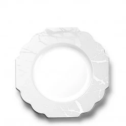 Decorline Clearance Sale SALE Grand Collection Plastic Salad Plates White & Silver Marble 6.5" 10 Count