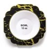 Decorline Clearance Sale SALE Grand Collection Plastic Soup Bowl Black & Gold Marble 7.5" 10 Count