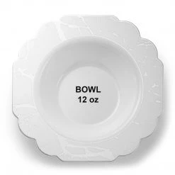 Decorline SALE Grand Collection Plastic Soup Bowl White & Silver Marble 7.5" 10 Count Clearance Sale