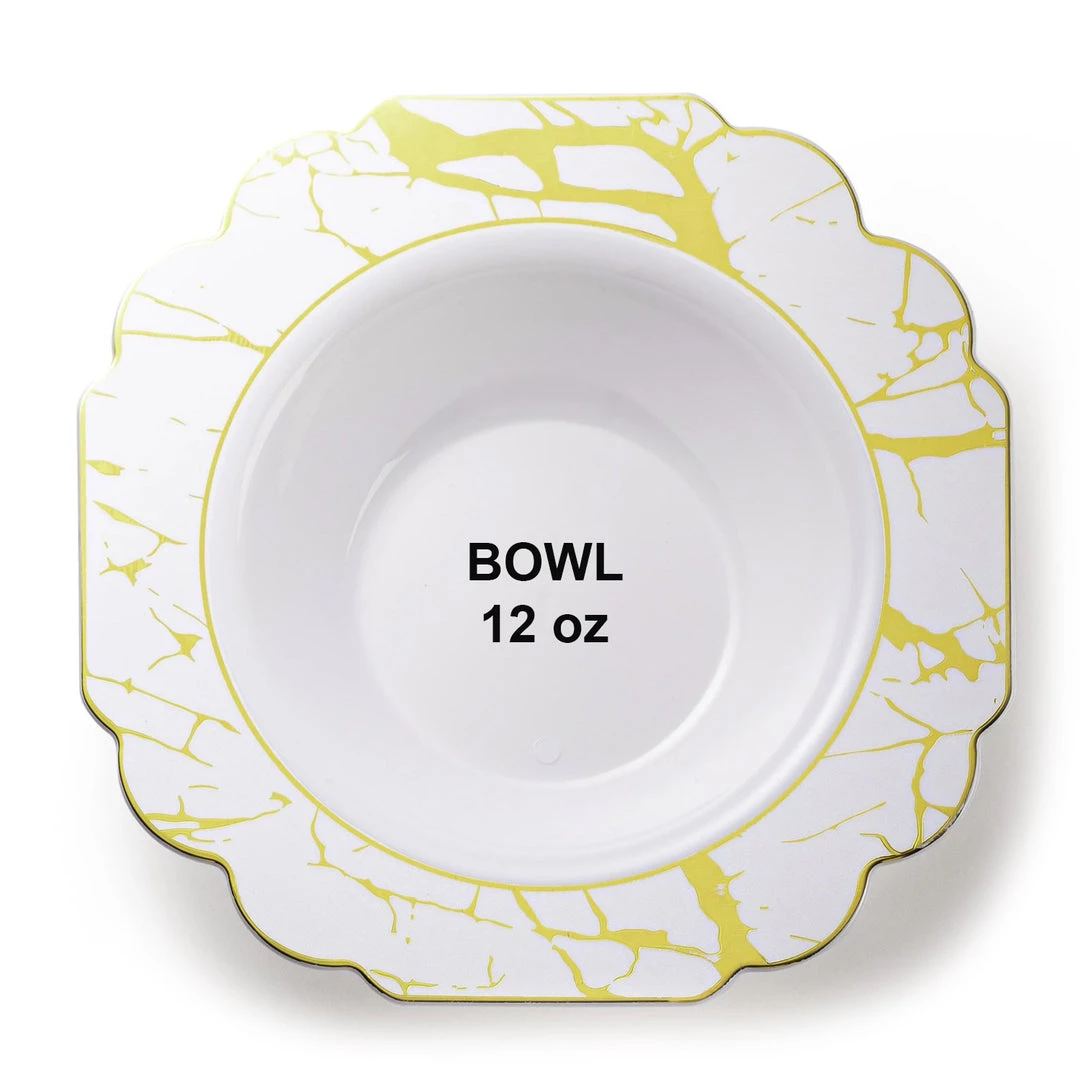 Decorline SALE Grand Collection Plastic Soup Bowl White & Gold Marble 7.5" 10 Count Clearance Sale 1 Decorline SALE Grand Collection Plastic Soup Bowl White & Gold Marble 7.5" 10 Count Clearance Sale