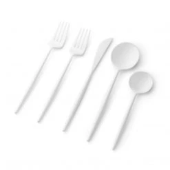 Decorline Noble Collection White Flatware Set Elegant Cutlery