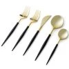 Decorline Elegant Cutlery Noble Collection Shiny Gold Top/Black Bottom Flatware Set