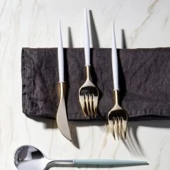 Decorline Noble Collection Shiny Gold Top/White Bottom Flatware Set Elegant Cutlery