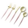 Decorline Noble Collection Shiny Gold Top/blush Pink Bottom Flatware Set