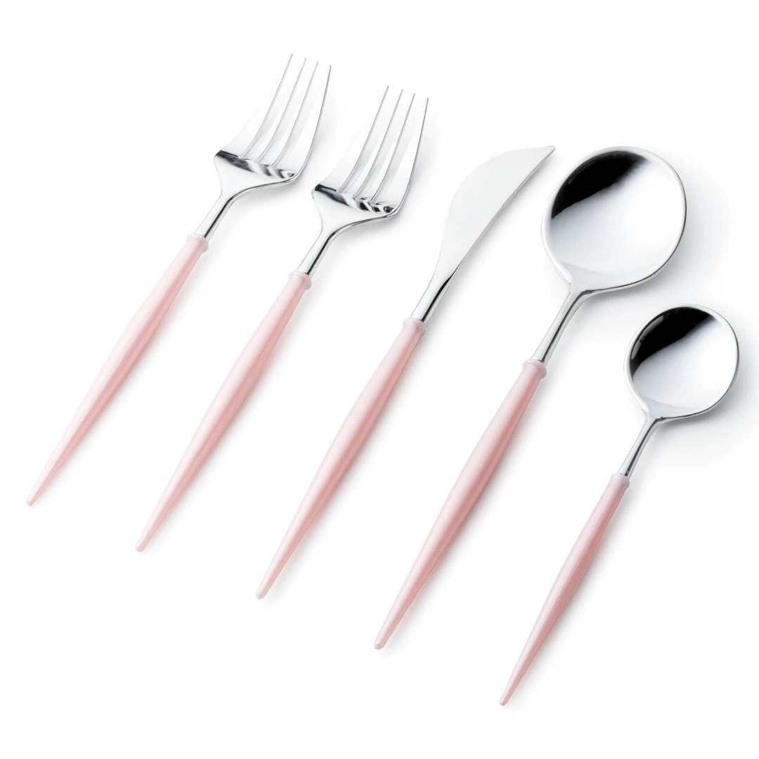Decorline Noble Collection Shiny Silver Top/Blush Pink Bottom Flatware Set 1 Decorline Noble Collection Shiny Silver Top/Blush Pink Bottom Flatware Set