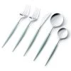 Decorline Elegant Cutlery Noble Collection Shiny Silver Top/Turquoise Bottom Flatware Set