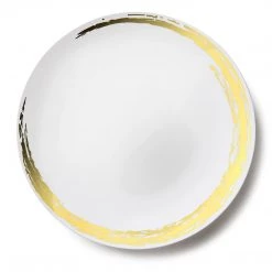 Decorline Elegant Plates Whisk Collection Plastic Dinner Plates White & Gold 10.25"