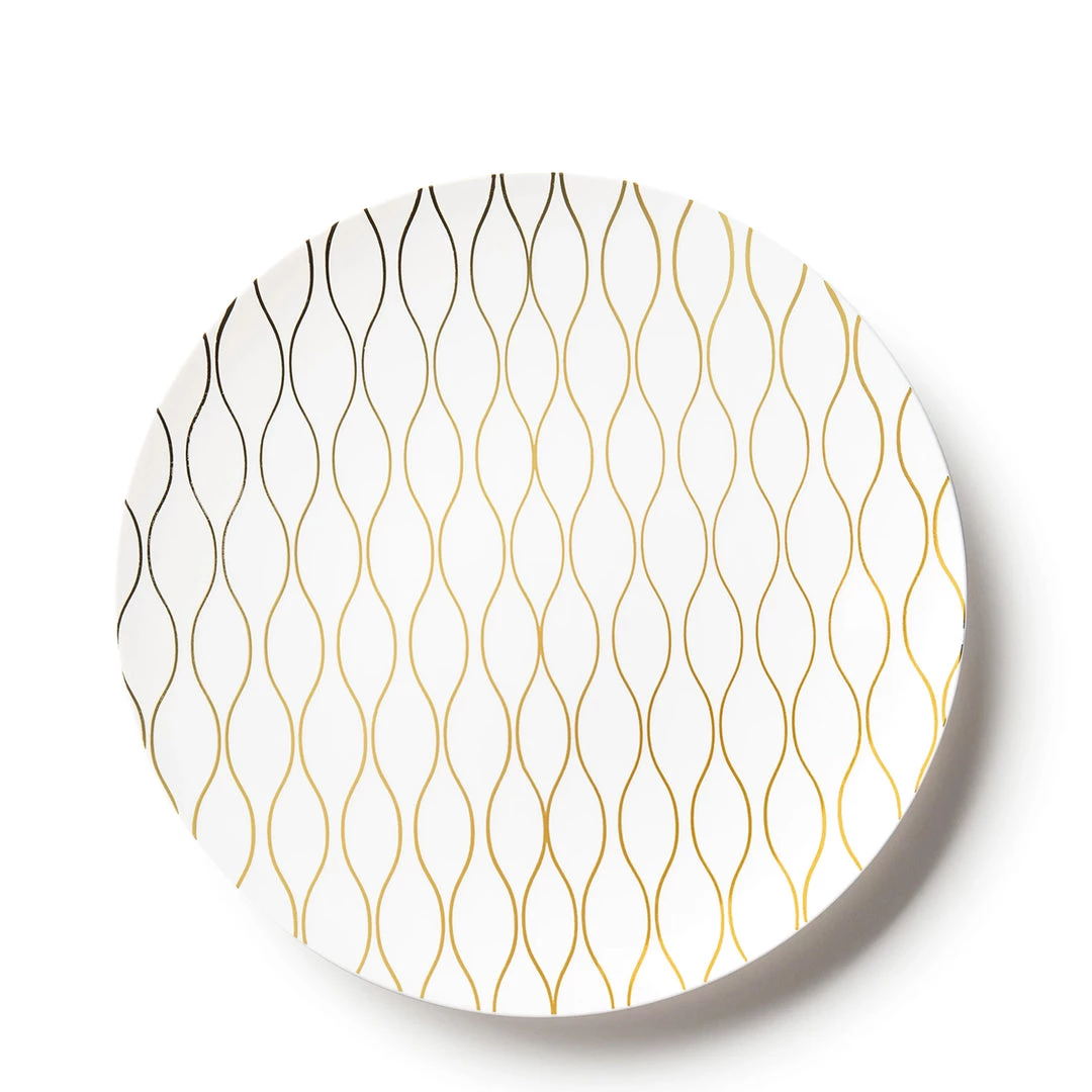 Decorline Elegant Plates Whisk Collection Plastic Salad Plates White & Gold 7.5" 1 Decorline Elegant Plates Whisk Collection Plastic Salad Plates White & Gold 7.5"