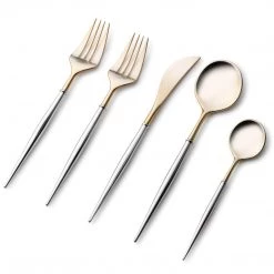 Decorline Noble Collection Shiny Top Gold/Silver Bottom Flatware Set