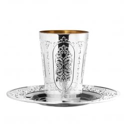 Decorline Regal Round Wine Kiddush Cup With Trays 5 Oz