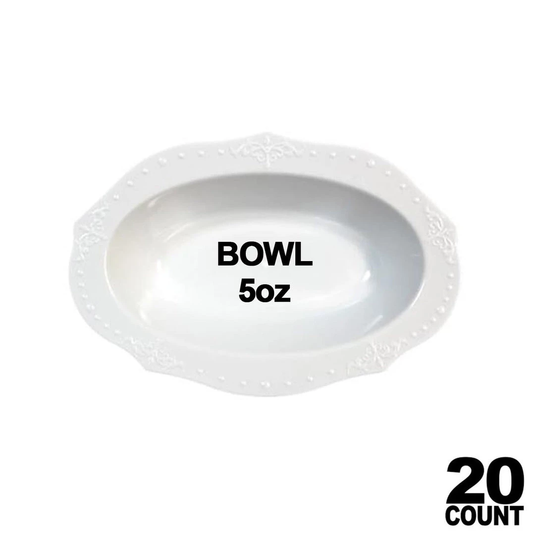 Decorline SALE Antique Collection Oval Dessert Bowl White 5 Oz 20 Count Clearance Sale 1 Decorline SALE Antique Collection Oval Dessert Bowl White 5 Oz 20 Count Clearance Sale