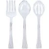 Lillian Clear Heavyweight Plastic Salad Utensils Serving Set 3PC Serving Utensils