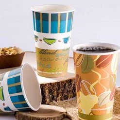 Nicole Home Paper Cup Hot Coffee Bean Pattern Hot Cold 16 Oz Paper Cups