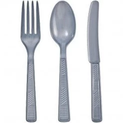 Party Dimensions Plastic Cutlery Heavy Silver Combo Cutlery
