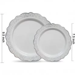 Decorline Confetti Collections Plate White Silver 8.5