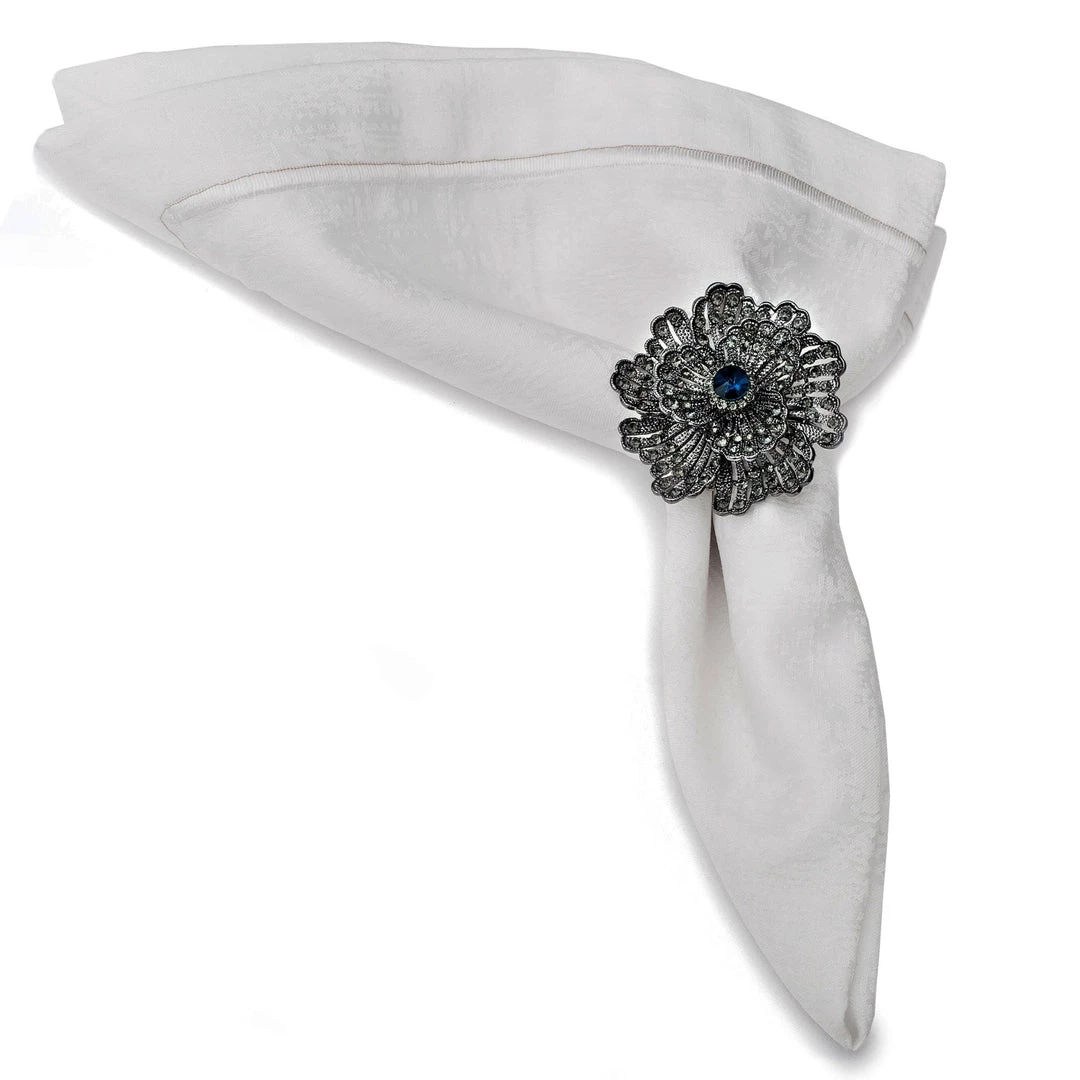 Nicole Fantini Collection Buttercup Silver Plated With Blue Crystal Napkin Rings Set Of 4 3 Nicole Fantini Collection Buttercup Silver Plated With Blue Crystal Napkin Rings Set Of 4