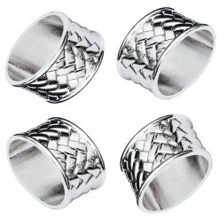 Nicole Fantini Collection Elegant Napkin Rings Oval Braided Silver Plated Napkin Rings Set Of 4