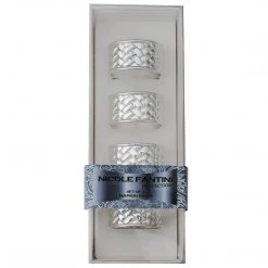 Nicole Fantini Collection Elegant Napkin Rings Oval Braided Silver Plated Napkin Rings Set Of 4