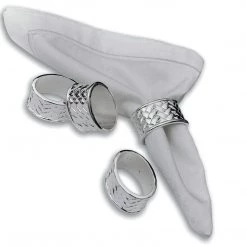 Nicole Fantini Collection Elegant Napkin Rings Oval Braided Silver Plated Napkin Rings Set Of 4