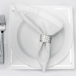 Nicole Fantini Collection Elegant Napkin Rings Oval Braided Silver Plated Napkin Rings Set Of 4