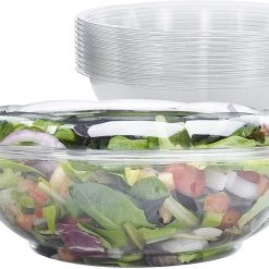 OnlyOneStopShop 64 Oz Salad To-Go Containers - Clear Plastic Disposable Salad Containers Bowls With Airtight Lids