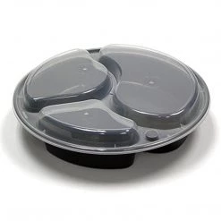 OnlyOneStopShop 48 Oz Meal Prep Round Food Storage Containers 3 Compartment With Lids