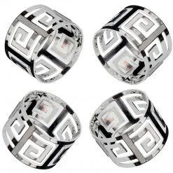 Nicole Fantini Collection Silver Meandros Pattern Napkin Rings Set Of 4 Elegant Napkin Rings