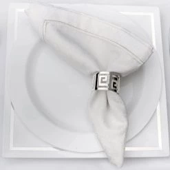 Nicole Fantini Collection Silver Meandros Pattern Napkin Rings Set Of 4 Elegant Napkin Rings